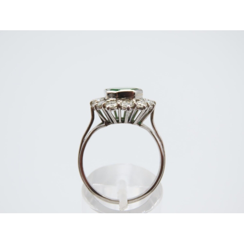 237 - Emerald and Diamond Ladies Cluster Ring Mounted on 18 Carat White Gold Basket Setting Diamonds of Hi... 