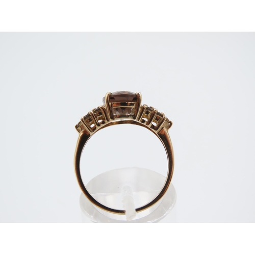 238 - Smokey Quartz Centre Stone Ring with Further Quartz Inset Decoration to Shoulders Four Claw Setting ... 