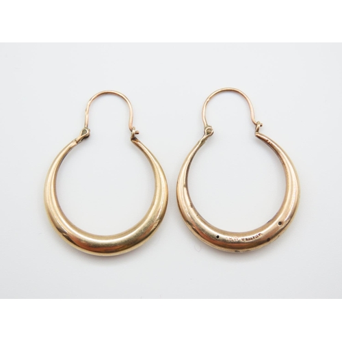 239 - Pair of 9 Carat Hoop Form Ladies Yellow Gold Earrings Each 3cm Diameter