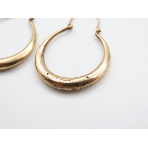 239 - Pair of 9 Carat Hoop Form Ladies Yellow Gold Earrings Each 3cm Diameter