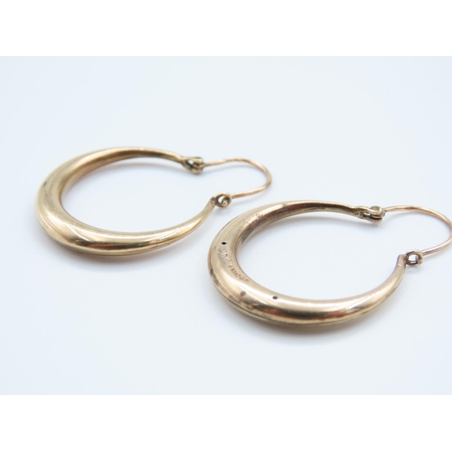 239 - Pair of 9 Carat Hoop Form Ladies Yellow Gold Earrings Each 3cm Diameter