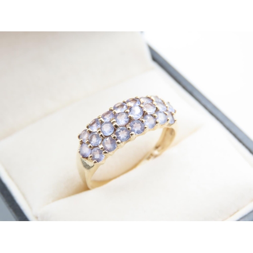 240 - 9 Carat Yellow Gold Amethyst Set Ladies Band Ring Size P