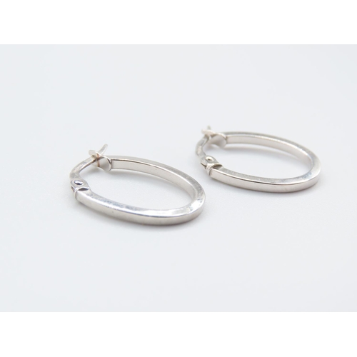 246 - Pair of 9 Carat White Gold Ladies Hoop Ring Earrings Each 2cm High