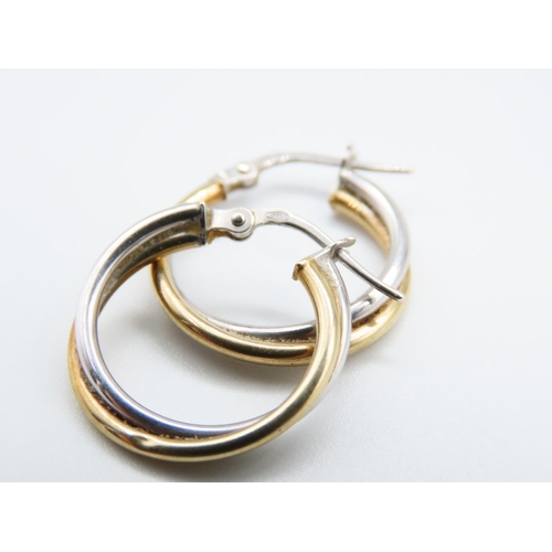 248 - Pair of 9 Carat Yellow and White Gold Ladies Twist Form Earrings Each 2cm Diameter