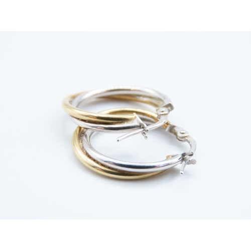 248 - Pair of 9 Carat Yellow and White Gold Ladies Twist Form Earrings Each 2cm Diameter