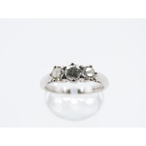 253 - Three Stone Diamond Ladies Ring Set in Platinum Further Mounted on Platinum Band Ring Size O Diamond... 