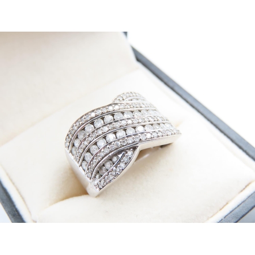 254 - Diamond Set Ladies Ring Mounted on 18 Carat Gold Band Attractively Detailed Ring Size N