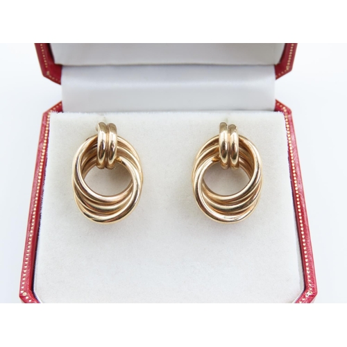 286 - Pair of 9 Carat Yellow Gold Twist Motif Ladies Earrings Each 2cm High