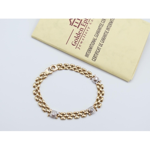 301 - 14 Carat Yellow Gold Ladies Bracelet Set with Diamonds and Further 14 Carat White Gold Spacers Artic... 