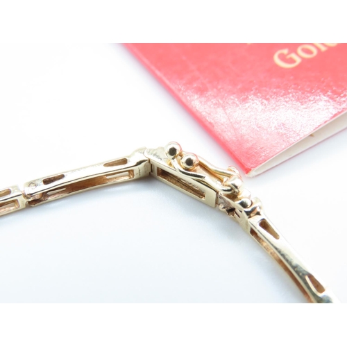 302 - Diamond Set 14 Carat Yellow Gold Ladies Bracelet Articulated Form 18.5cm Long Certificate Present