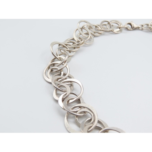 307 - Vintage Silver Ladies Necklace Modernist Form 40cm Long