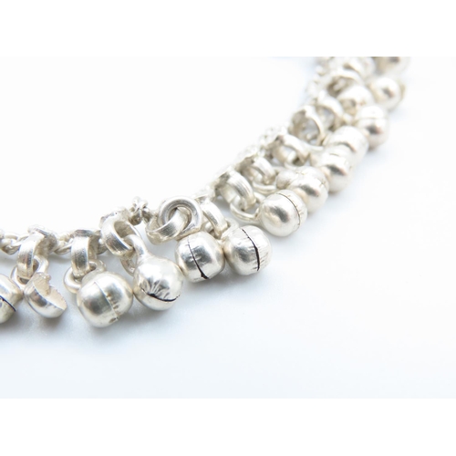 308 - Silver Ladies Bracelet Decorated with Various Hangings and Orbs 22cm Long