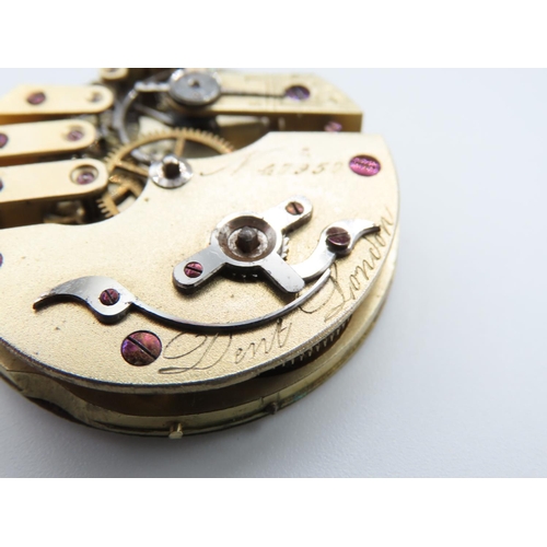 311 - Quality Pocket Watch Movement by Dent of London Roman Numeral Decorated Dial Movement Number 47957