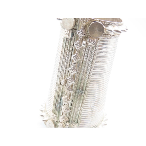 314 - Vintage Silver Ladies Cuff Bracelet 11cm Long Pre Dates Cartier Clash Collection Ribbed and Spiked D... 