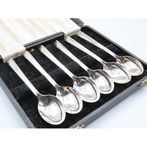 316 - Set of Six Silver Teaspoons Hallmarked contained within Presentation Case Each 11cm Long