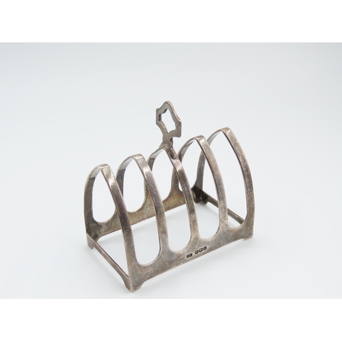 323 - Silver Four Slice Toast Rack 10cm Long x 9cm High