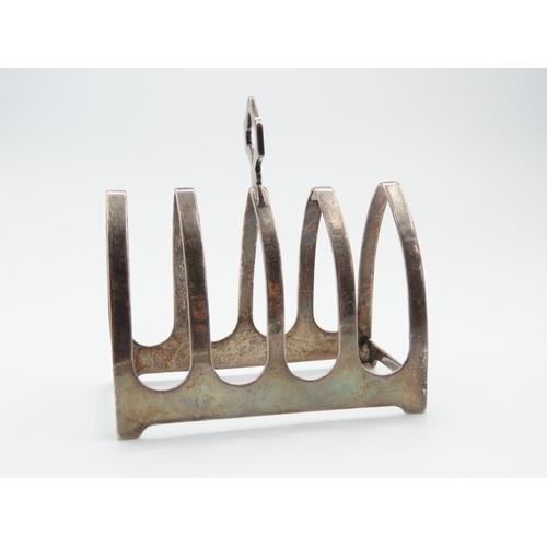 323 - Silver Four Slice Toast Rack 10cm Long x 9cm High