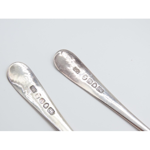 328 - Pair of Silver Berry Spoons Incised Decoration Embossed Wells Each 17cm Long