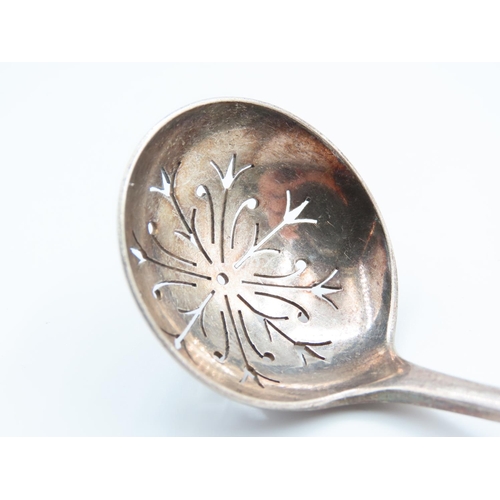 329 - Silver Sugar Sifter Spoon Open Fret Detailing to Well 12cm Long