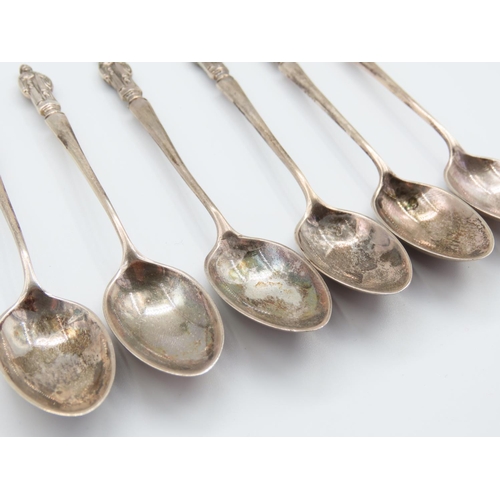 330 - Set of Six Figural Decorated Silver Teaspoons Attractively Detailed Each 11cm Long