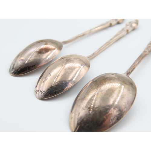 330 - Set of Six Figural Decorated Silver Teaspoons Attractively Detailed Each 11cm Long