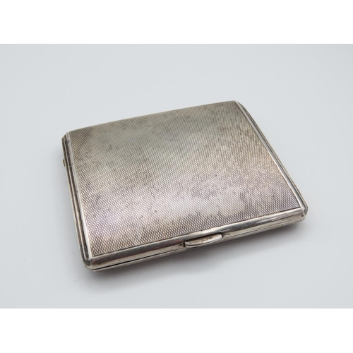 332 - Silver Cigarette Case Hinged Cover Engine Detailing to Entire Inscription Interior 'A Token of Regar... 