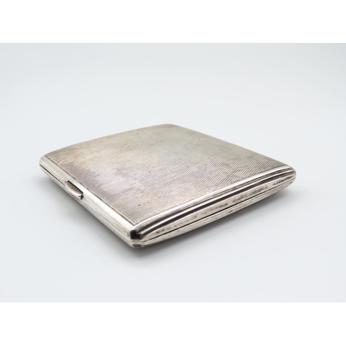 332 - Silver Cigarette Case Hinged Cover Engine Detailing to Entire Inscription Interior 'A Token of Regar... 