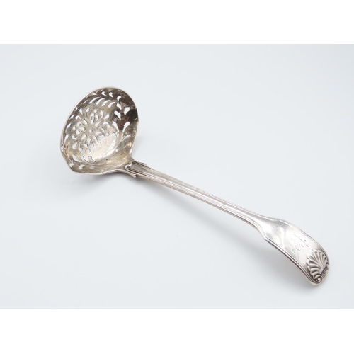 334 - Silver Sugar Sifter Spoon Attractively Detailed Acanthus Leaf Decoration to Finger Rest 17cm Long