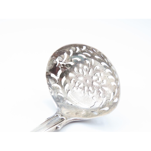 334 - Silver Sugar Sifter Spoon Attractively Detailed Acanthus Leaf Decoration to Finger Rest 17cm Long