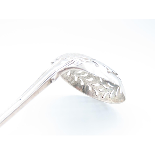 334 - Silver Sugar Sifter Spoon Attractively Detailed Acanthus Leaf Decoration to Finger Rest 17cm Long