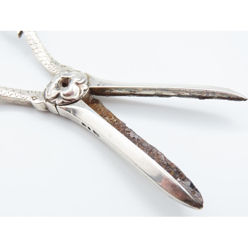 336 - Pair of Silver Grape Scissors with Serpent Motif Detailing 15cm Long