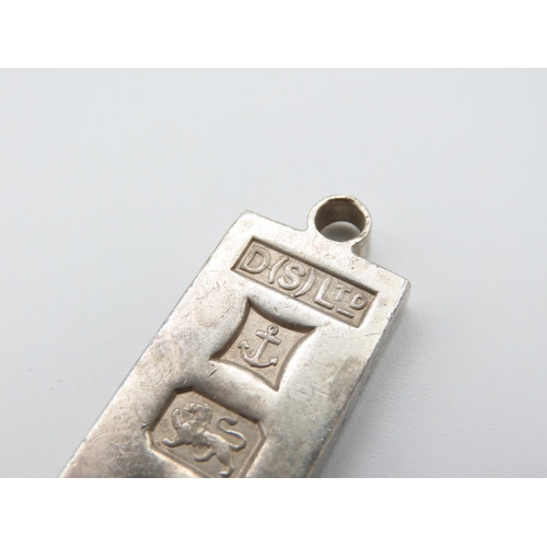 339 - Silver Ingot Pendant 4cm High