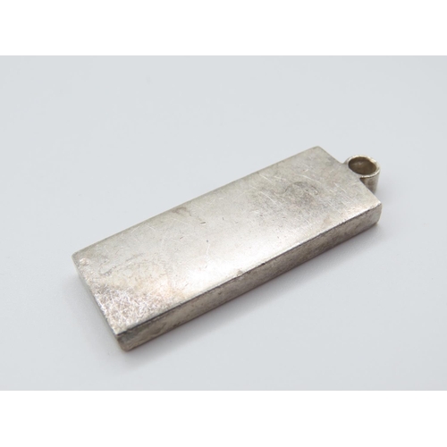 339 - Silver Ingot Pendant 4cm High