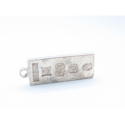 339 - Silver Ingot Pendant 4cm High