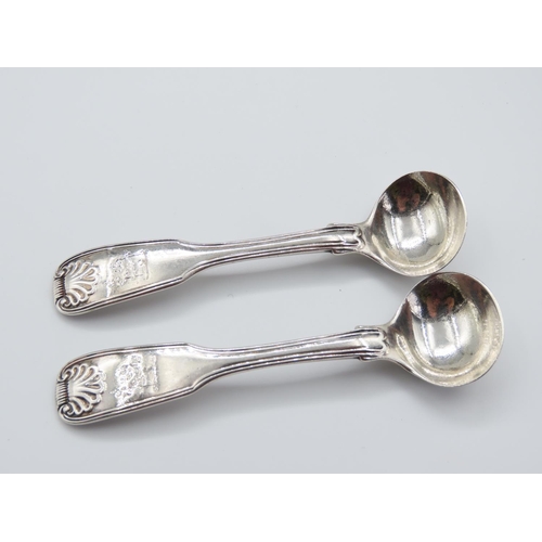 341 - Pair of Silver Condiment Spoons Attractively Detailed Each 10cm Long