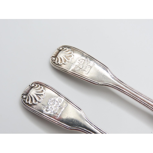 341 - Pair of Silver Condiment Spoons Attractively Detailed Each 10cm Long