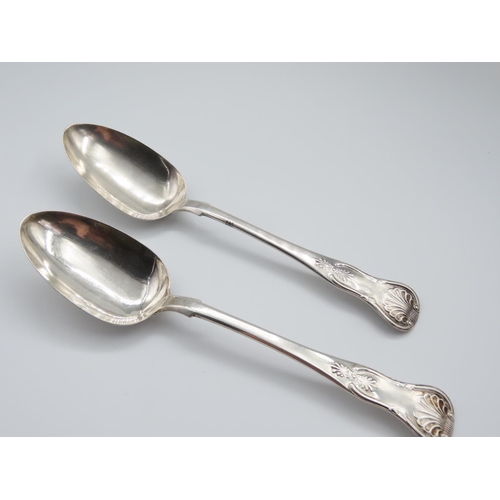 342 - Pair of Silver Serving Spoons Kings Pattern Each 23cm Long