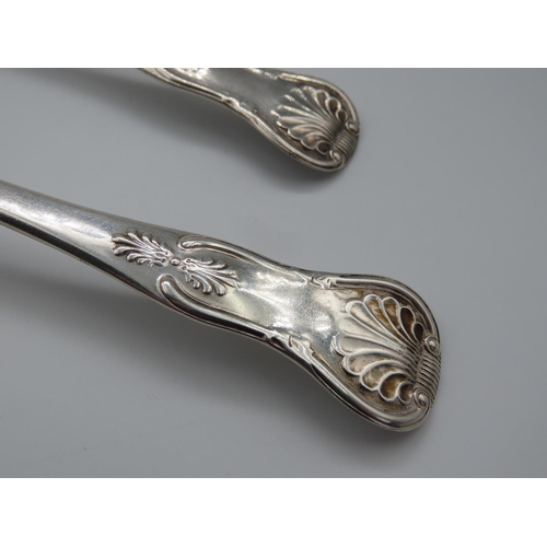 342 - Pair of Silver Serving Spoons Kings Pattern Each 23cm Long