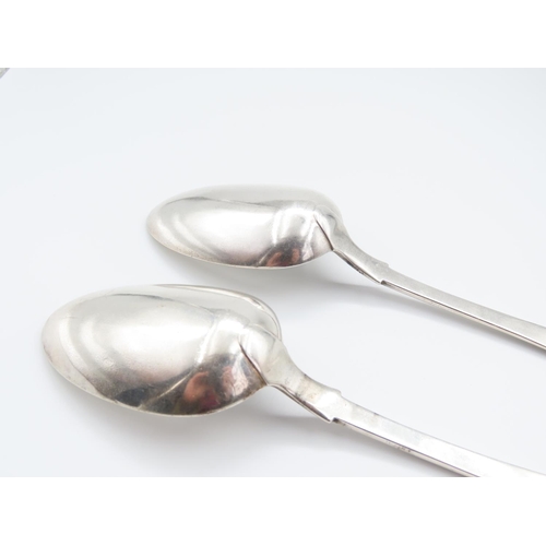 342 - Pair of Silver Serving Spoons Kings Pattern Each 23cm Long