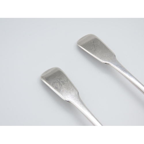 349 - Pair of Silver Serving Spoons Fiddle Patterns Each 21cm Long