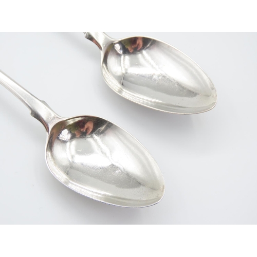 349 - Pair of Silver Serving Spoons Fiddle Patterns Each 21cm Long