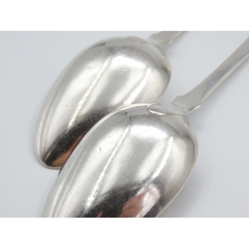 349 - Pair of Silver Serving Spoons Fiddle Patterns Each 21cm Long