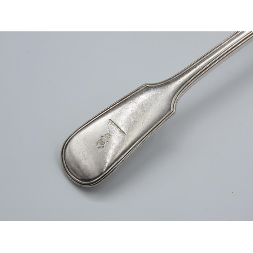 351 - Silver Stuffing Spoon Fiddle Pattern Ribbed Detailing 22cm Long