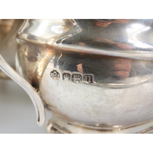 369 - Three Part Antique Silver Tea Set, Teapot, Twin Handled Sugar Bowl and Milk Jug Bun Supports to Each... 