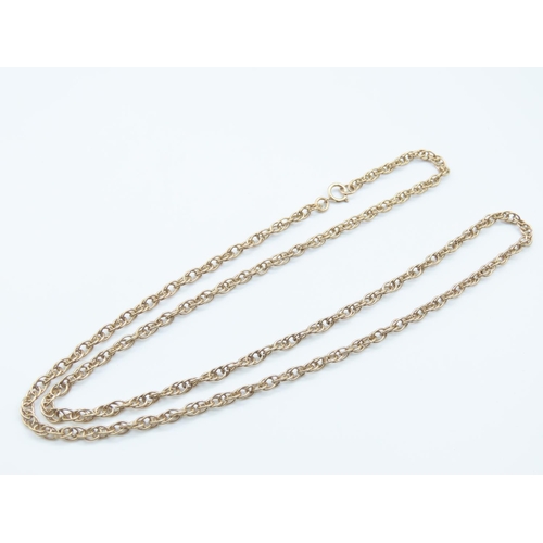 372 - 9 Carat Yellow Gold Ladies Chain Interlinking Form 56cm Long