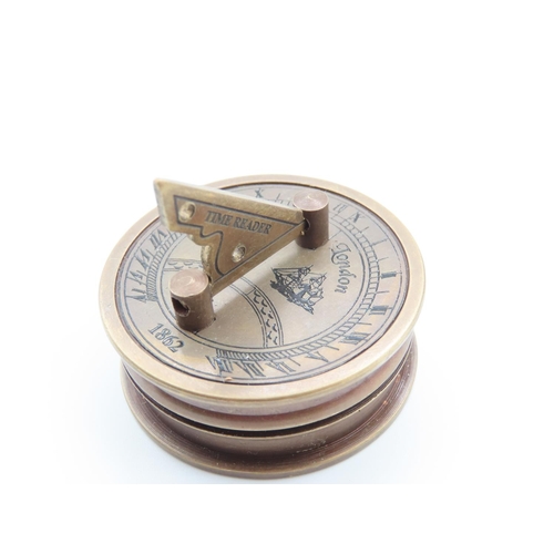 378 - Military Compass Bronze Case Glazed Dial 7cm Diameter Approximately