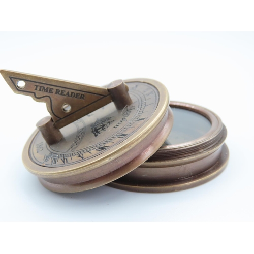 378 - Military Compass Bronze Case Glazed Dial 7cm Diameter Approximately