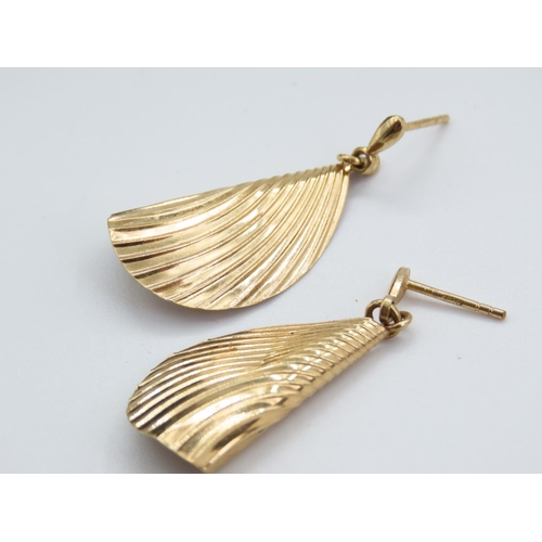 379 - Pair of 9 Carat Gold Fan Motif Ladies Earrings