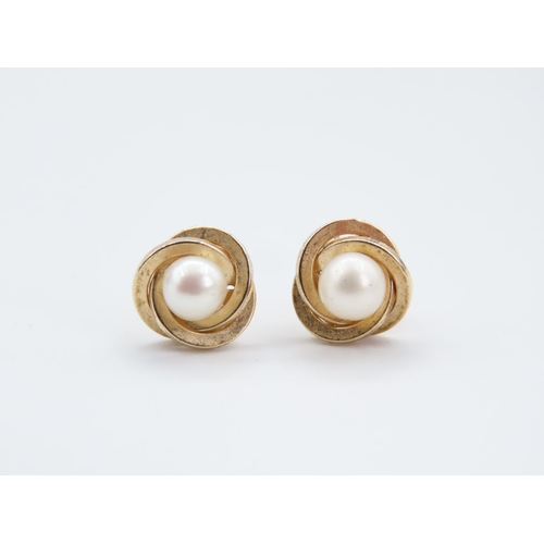 380 - Pair of Pearl Set 9 Carat Gold Mounted Ladies Earrings