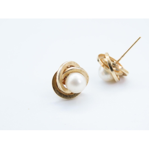 380 - Pair of Pearl Set 9 Carat Gold Mounted Ladies Earrings